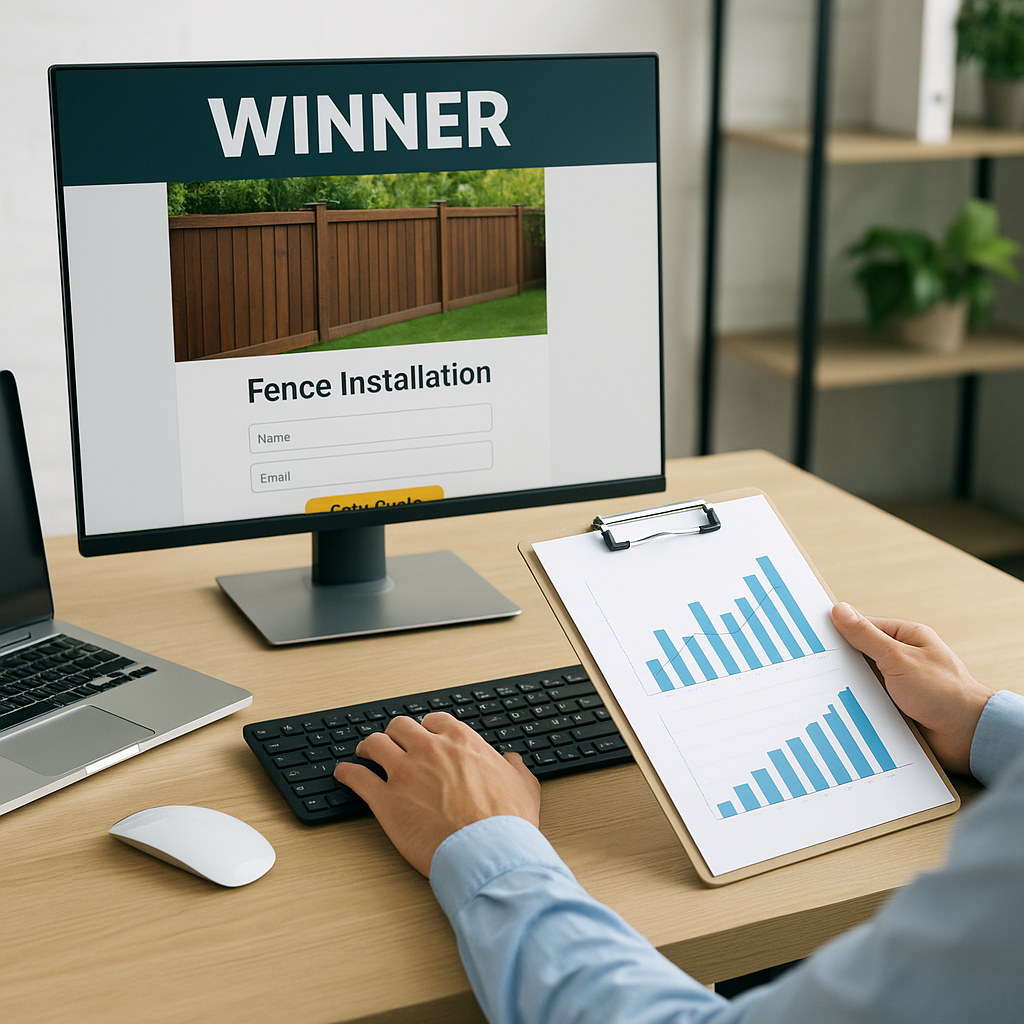 We tested 3 fence landing page layouts across 11 clients the winner